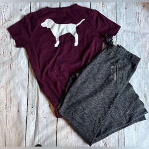 PINK Victoria's PINK Maroon Top & Grey Sweatpants Bundle